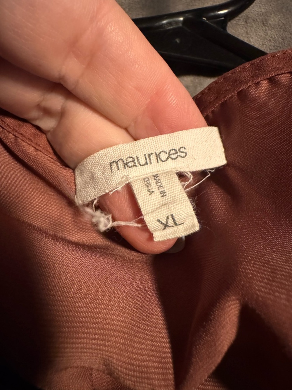 Maurices Satin Peplum Blouse in Rust Brown - Picture 2 of 3